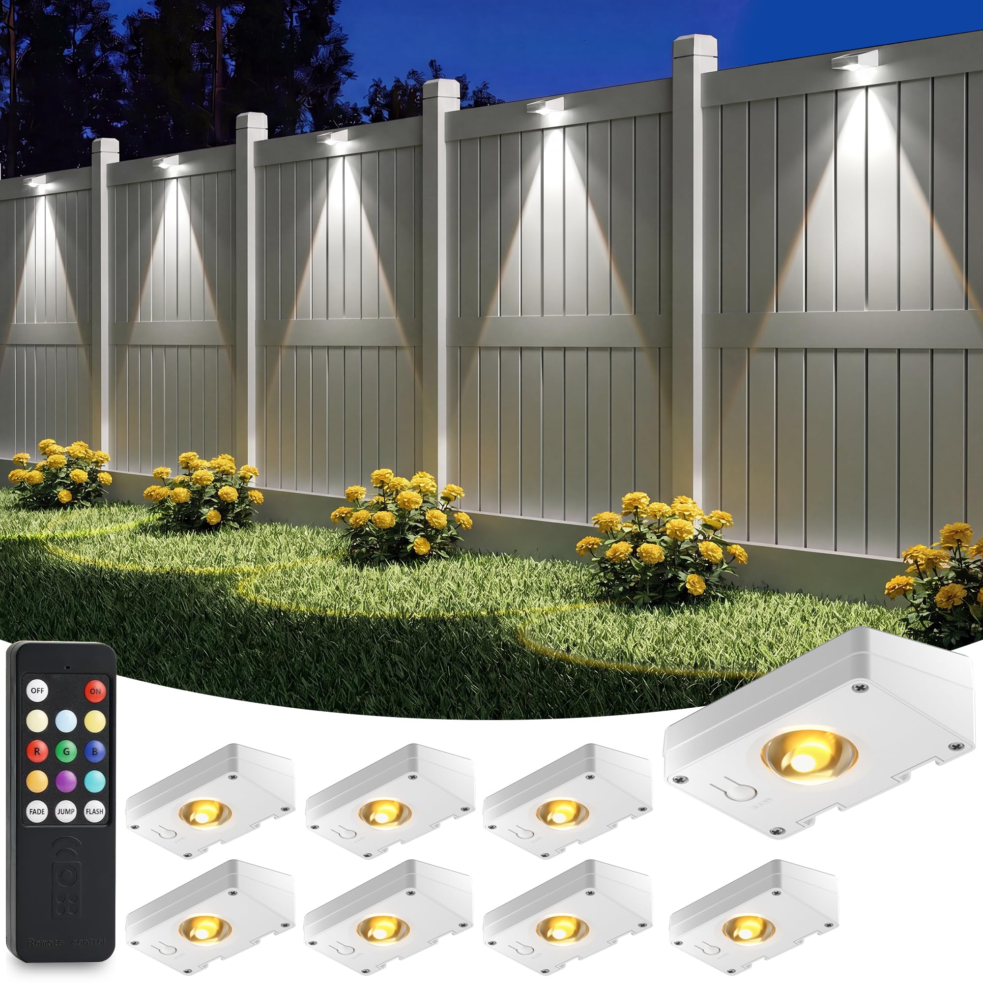 Photo 1 of VOLISUN Solar Fence Lights, 8 Pack