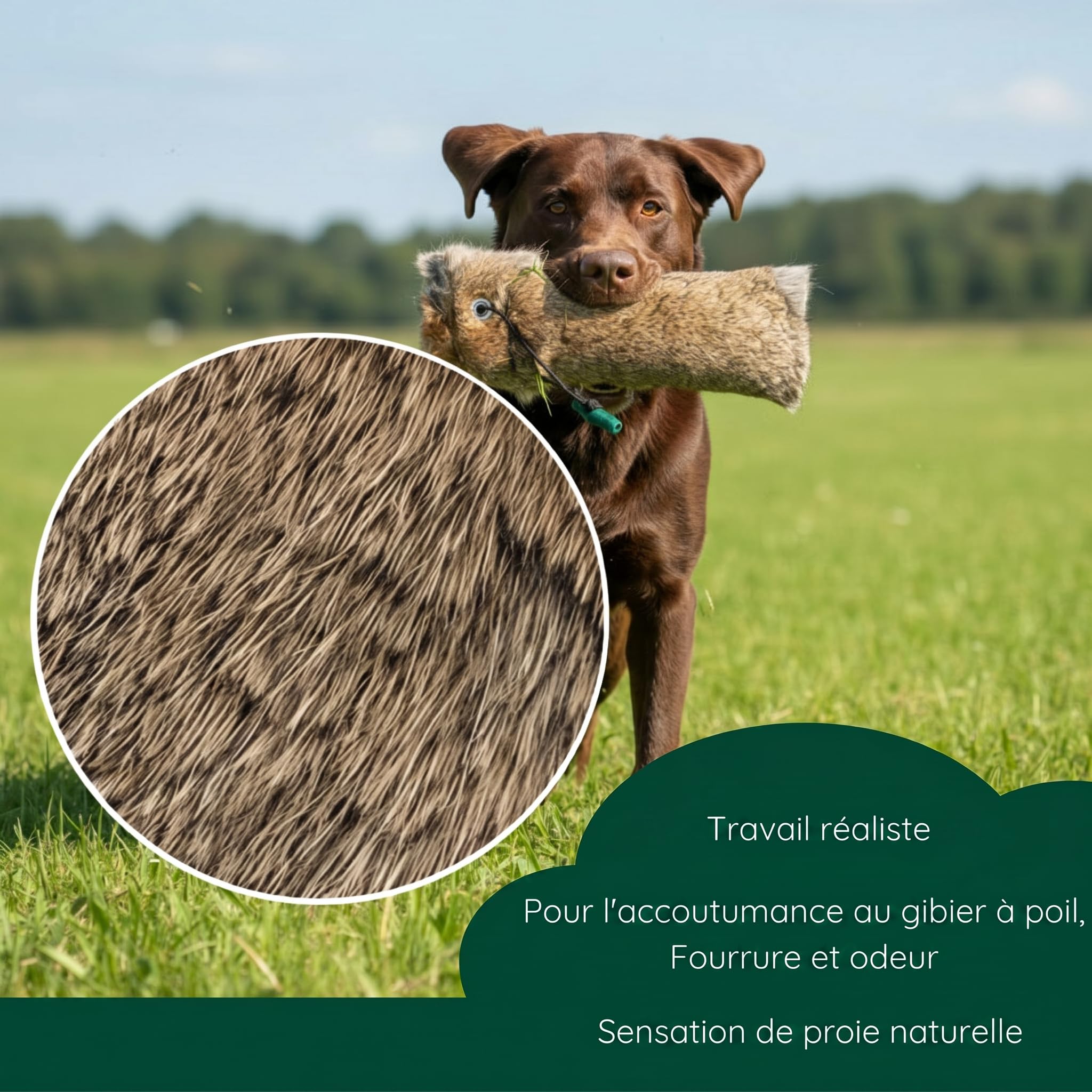 ROMNEYS Mannequin de lapin | Mannequin standard 500 g recouvert de véritable fourrure de lapin | Apportel sauvage pour la formation des chiens de chasse