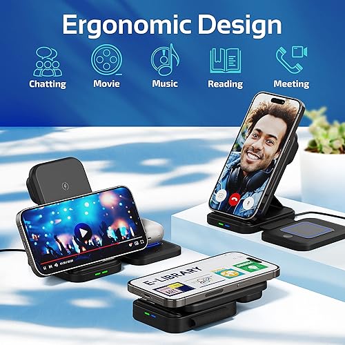 Miniatura 5 de Estación de carga 3 en 1 para múltiples dispositivos Apple, soporte de cargador inalámbrico rápido para iPhone 14 13 12 11 Pro Max XS XR X 8 Plus,