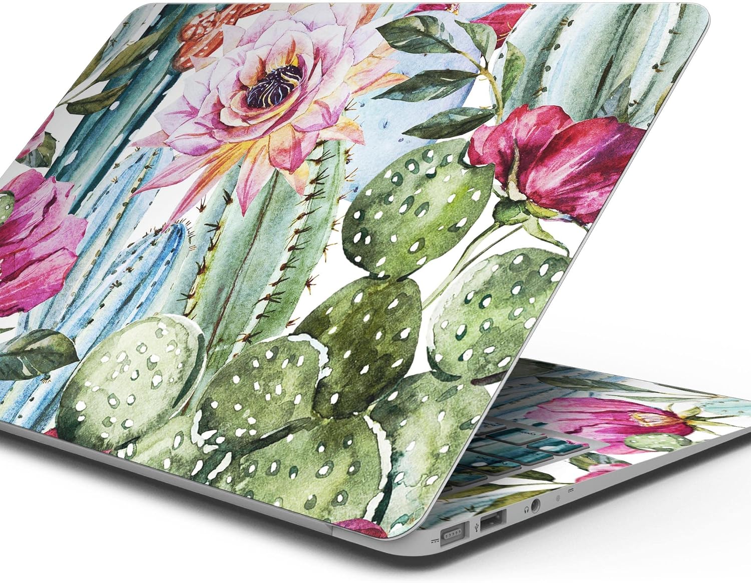 DesignSkinz - Vintage Watercolor Cactus Bloom - Full-Body Wrap Protective Decal Skin Kit Compatible with MacBook 14" Pro M1 (A2442)