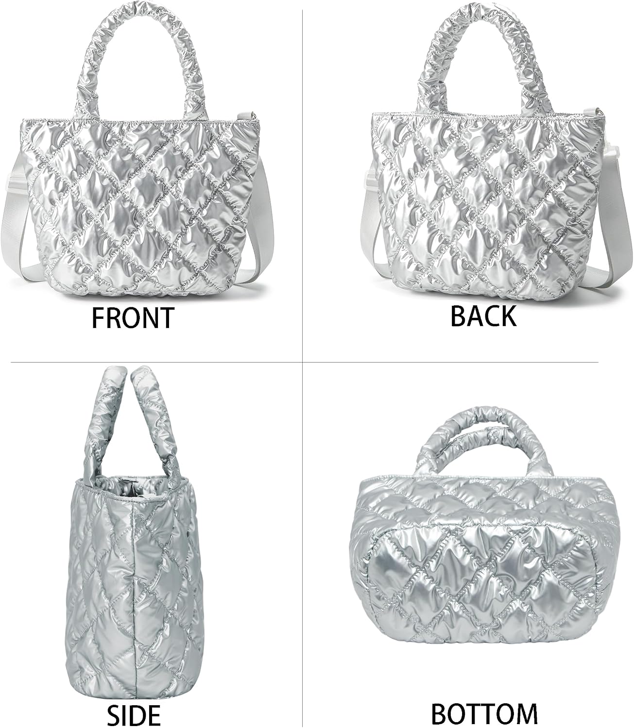 SUPACOOL Tote HandBag for Women, Womens Crossbody Purse Bags, Lightweight Womens Tote Handbags, Quilted Puffy Totebag