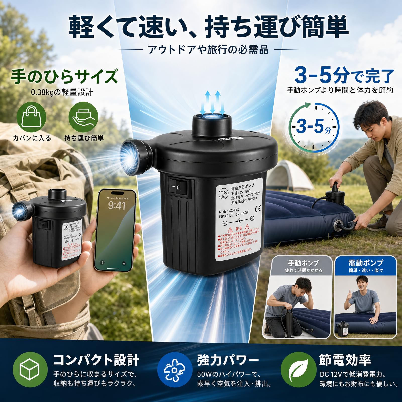 Amazon.co.jp: 空気入れ 電動 エアーポンプ エアポンプ 電動ポンプ