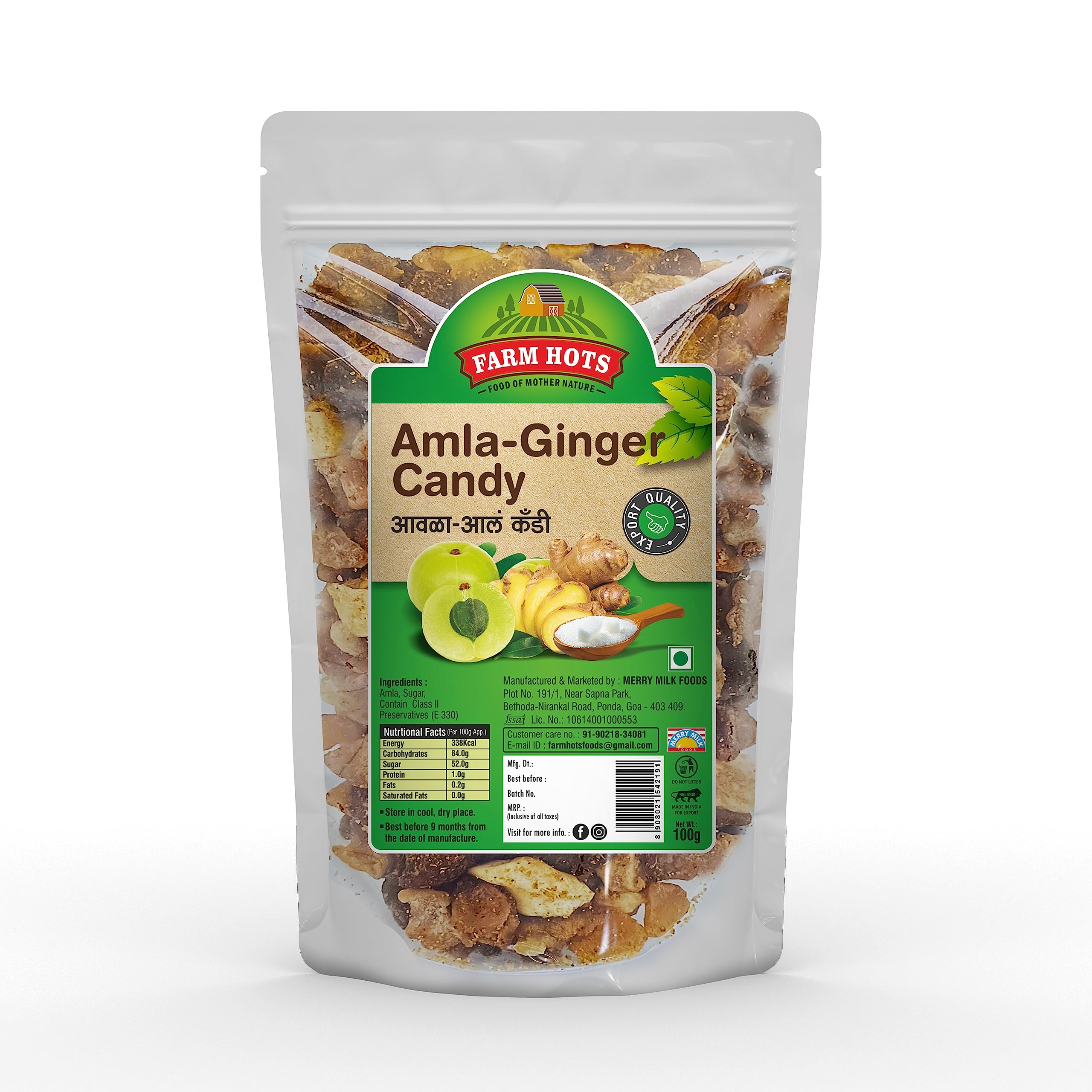 Farm Hots, Amla Ginger Candy (Awala-Ale Candy) ,100 Grams