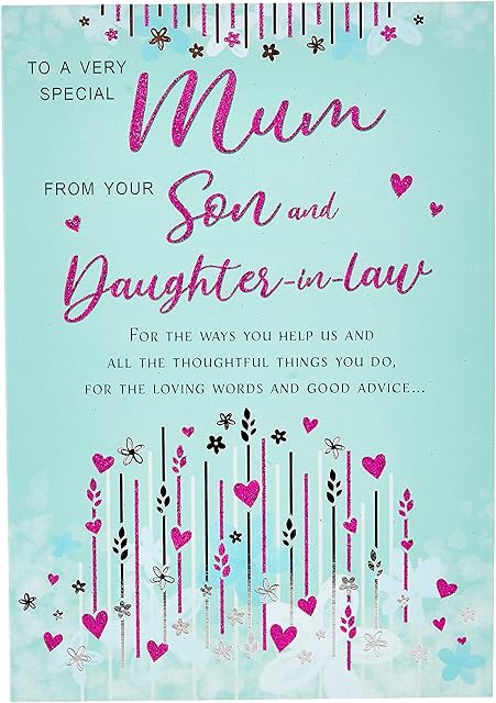 Regal Publishing Modern Mother's Day Card Mum from Son & Daughter in Law ,Blue,9 x 6 inches