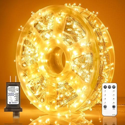 Soiarllt 600 luces LED de Navidad, 246 pies, impermeables, para exteriores, con control remoto, temporizador y función de memoria y 8 modos, luces
