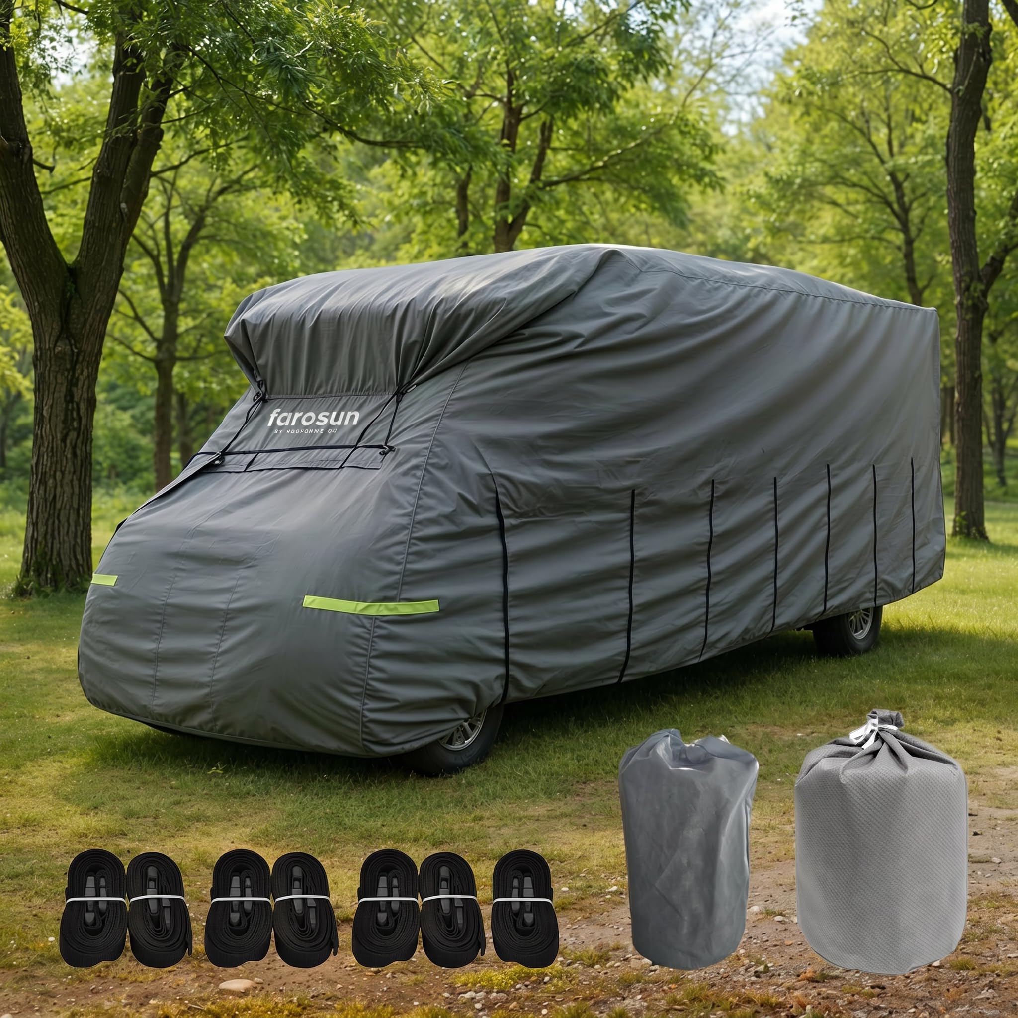 Funda para remolque, cubierta protectora de 4 capas para autocaravana, resistente a la intemperie y transpirable, resistente a los rayos UV, resistente a roturas y a la intemperie, funda