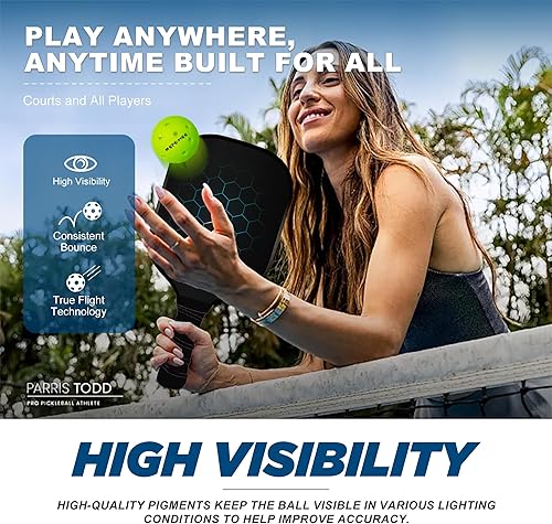 Miniatura 3 de Pelotas de pickleball para exteriores, paquete de 312 bolas de pickleball de 40 agujeros con bolsa de transporte, bola oficial de alta visibilidad,