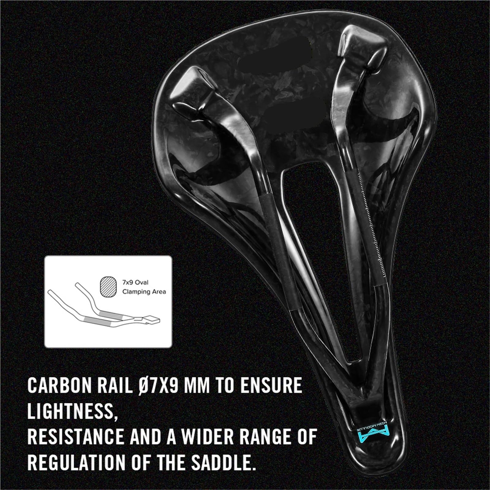 Compatibile con la sella in carbonio RYET 3D da 140 mm | 165 g, binari in carbonio 7x9, corsa su strada/MTB super leggera