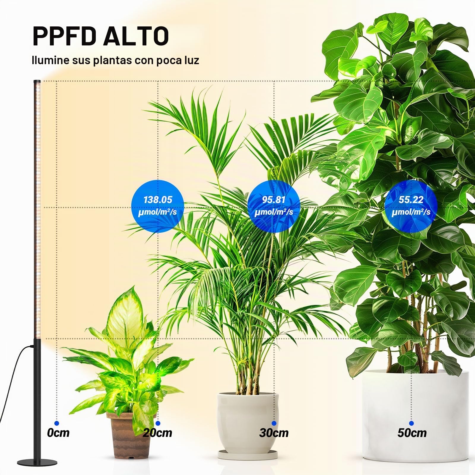 Barrina T10 Pro - Luz de cultivo de pie con temporizador, 42 W, 169 LED, luces de crecimiento verticales de espectro completo para plantas de interior, amplia cobertura, 115 cm a 165 cm de altura con