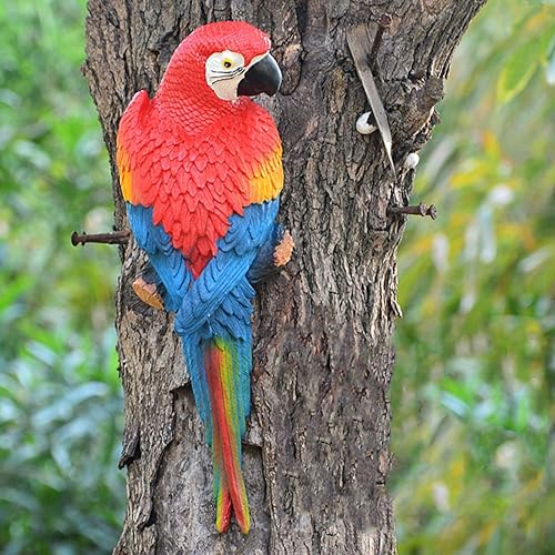 Decoración de loro Tiki para patio exterior, grandes estatuas de loro realistas para piscina, terraza, jardín, patio, césped, escultura de pájaro