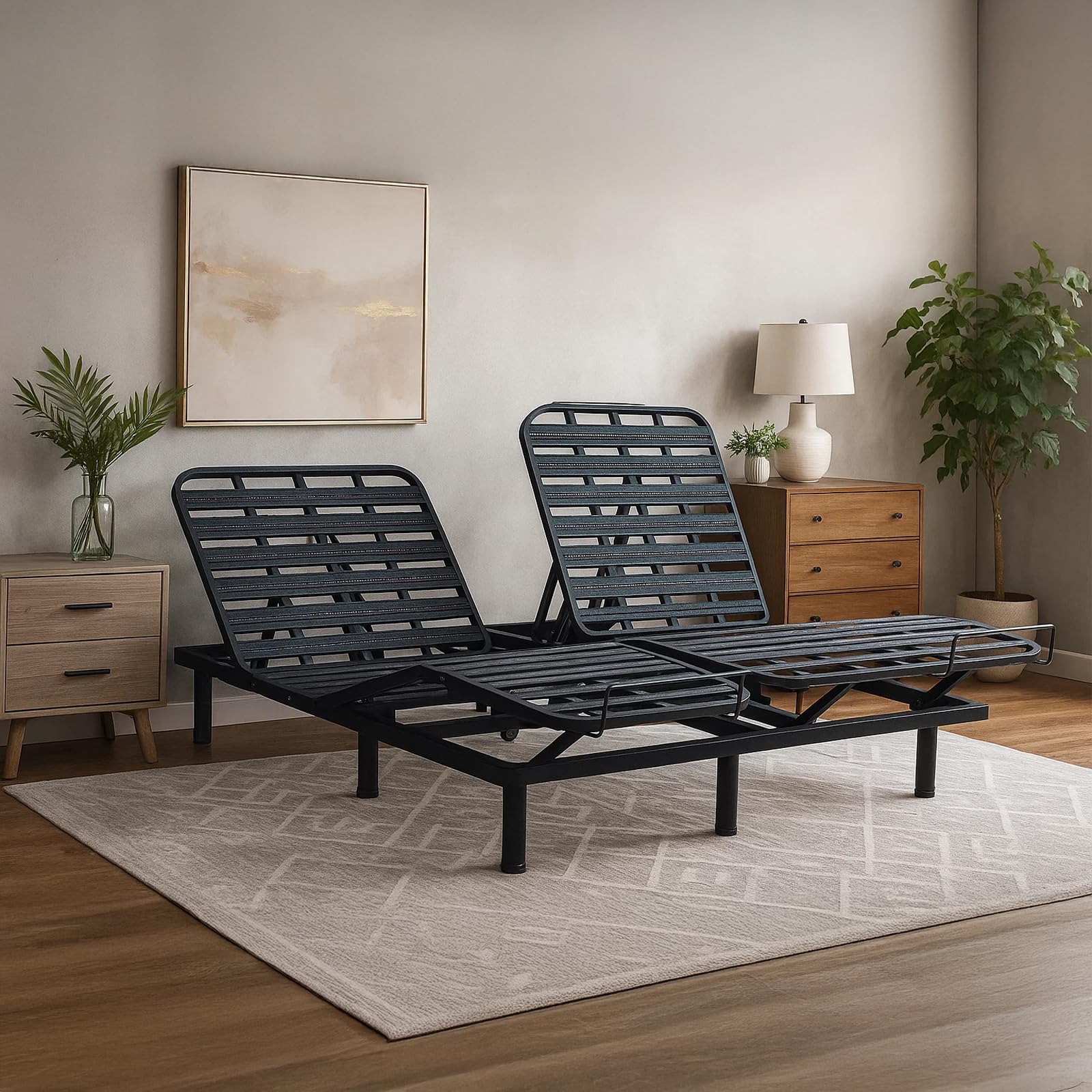 SAMPUR - Sommier électrique Relax | Double motorisation indépendant | Encastrable dans Un Cadre de lit | Multiples Positions de Couchage (140x200 cm (2x70x200 cm))