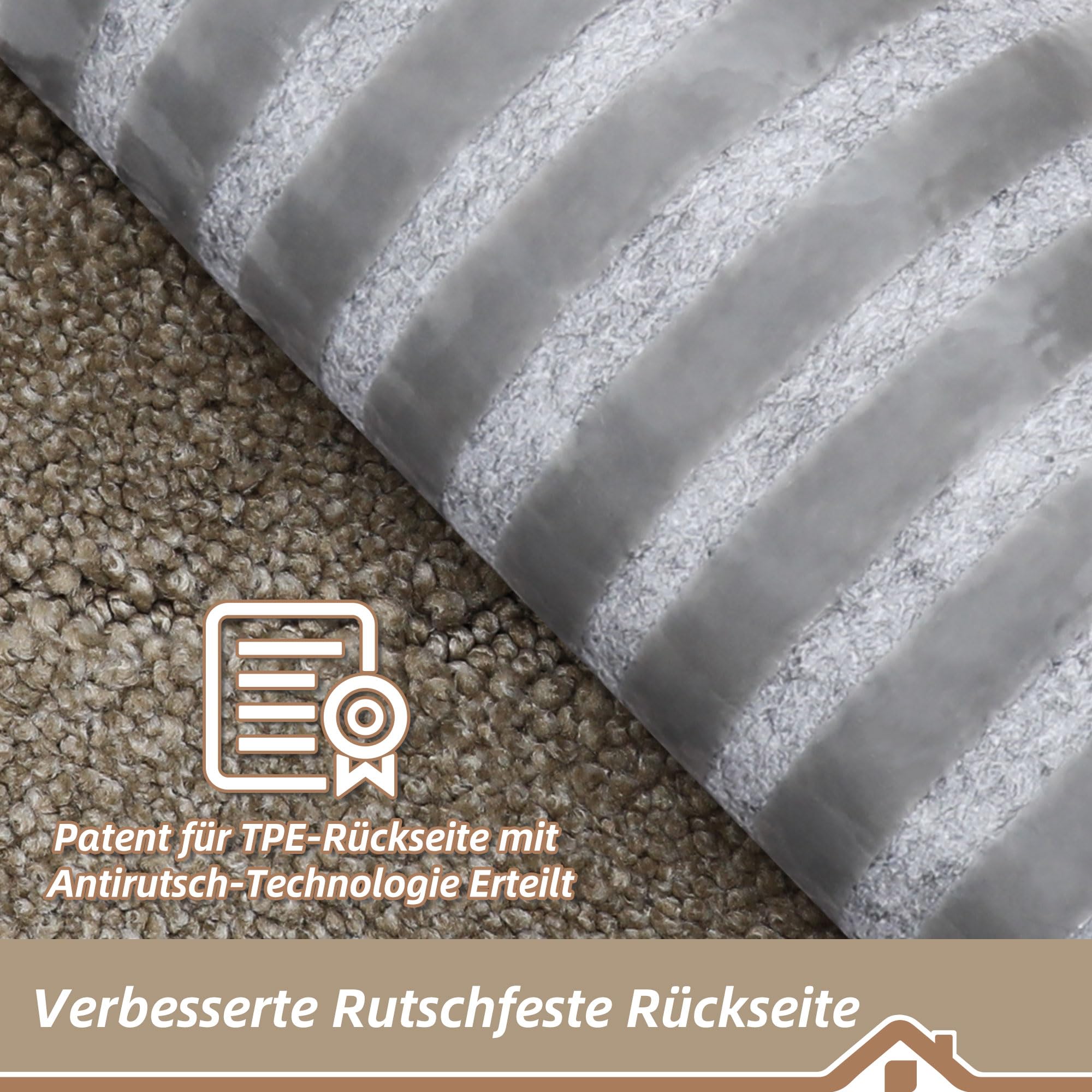 BEQHAUSE Stufenmatten, Anti-Rutsch-Treppenläufer Treppenstufen für hölzerne Schritte Innen Maschine waschbar 22x70cm Treppenstufen mit TPE - Rücken, für Kinder Ältere Haustiere, Beige, 15 Stück