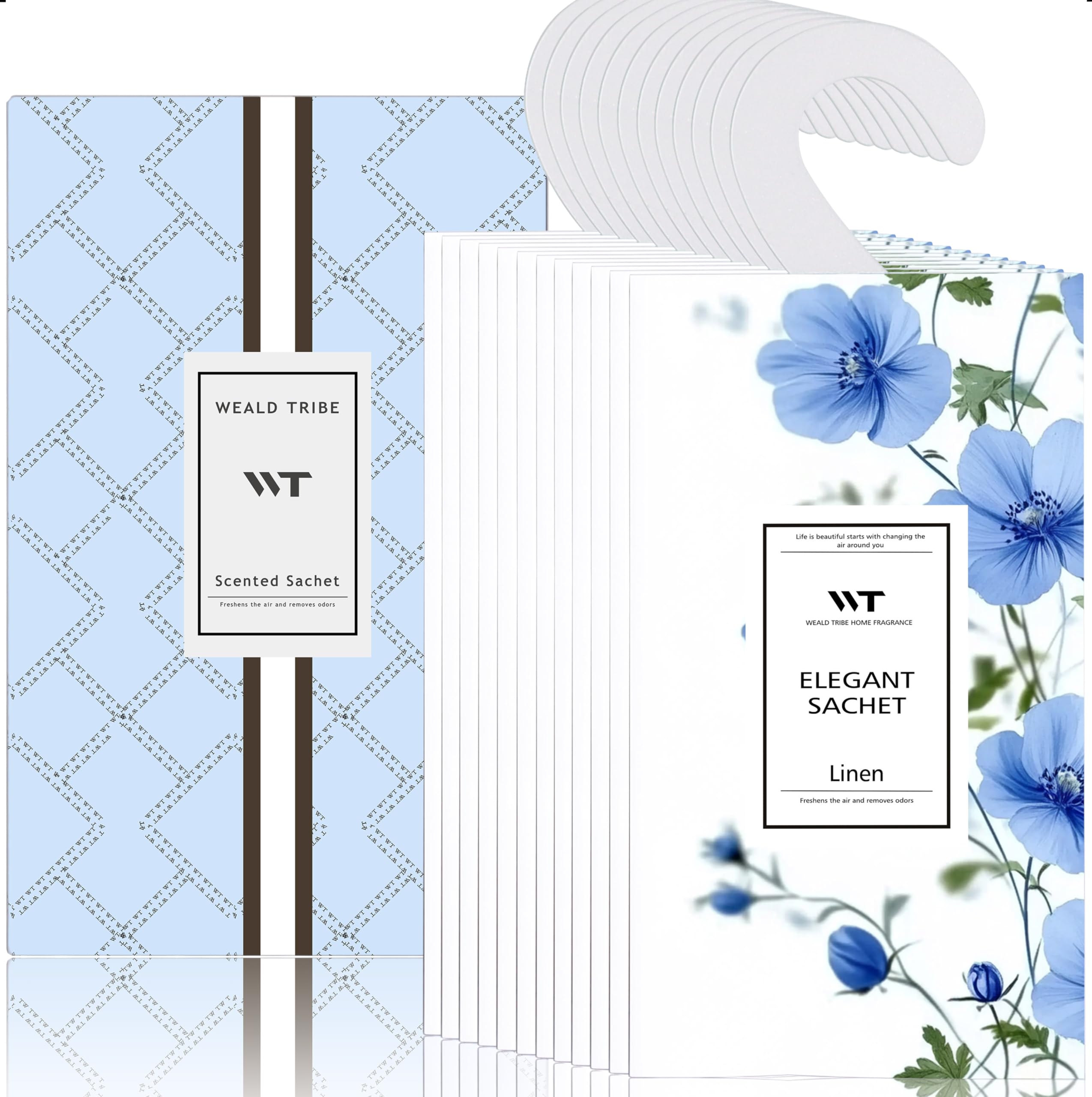 WEALD TRIBE 12 Packs Fresh Linen Scented Sachets for Closet and Drawer Deodorizer | Air Freshener Long Lasting Large Sachets Bags Hanging Home Fragrance