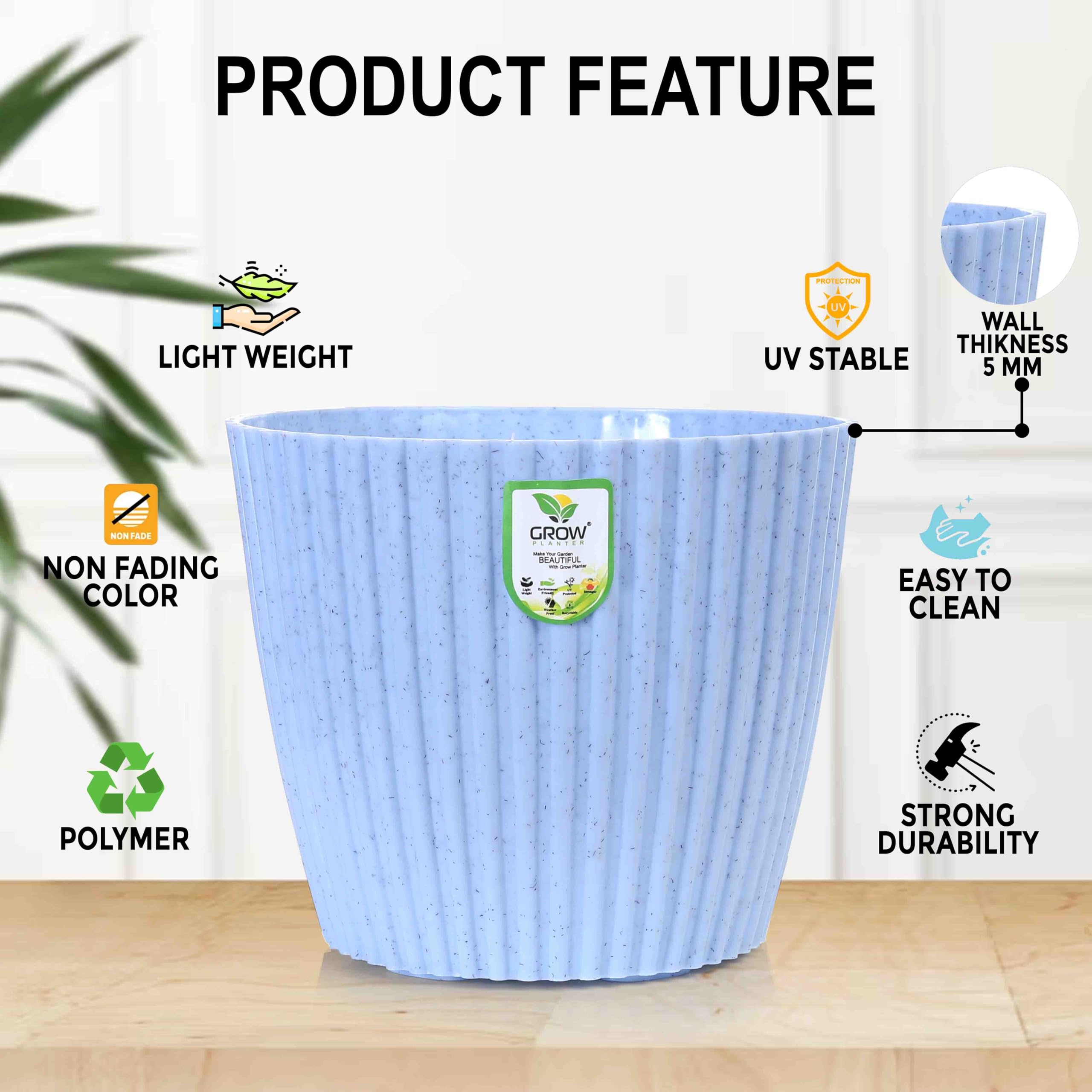7" Plastic Mega Flower Pots - Pack of 4 -4 7" Plastic Mega Flower Pots - Pack of 4 -4