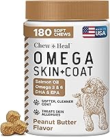 Vista 1 de Omega para perros – 180 deliciosos masticables suaves – Golosinas de aceite de salmón para la piel y el pelaje, alivio de la picazón – Mezcla