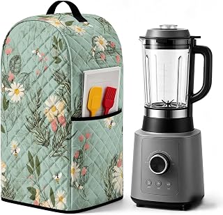 Blender Covers for Kitchen Floral Quilted Blender Dust Cover Portable | Small Appliance Parts Accessories, 7.2x9.4x15.9 inch, Stand Mixer Cover with Top Handle Easy to Install