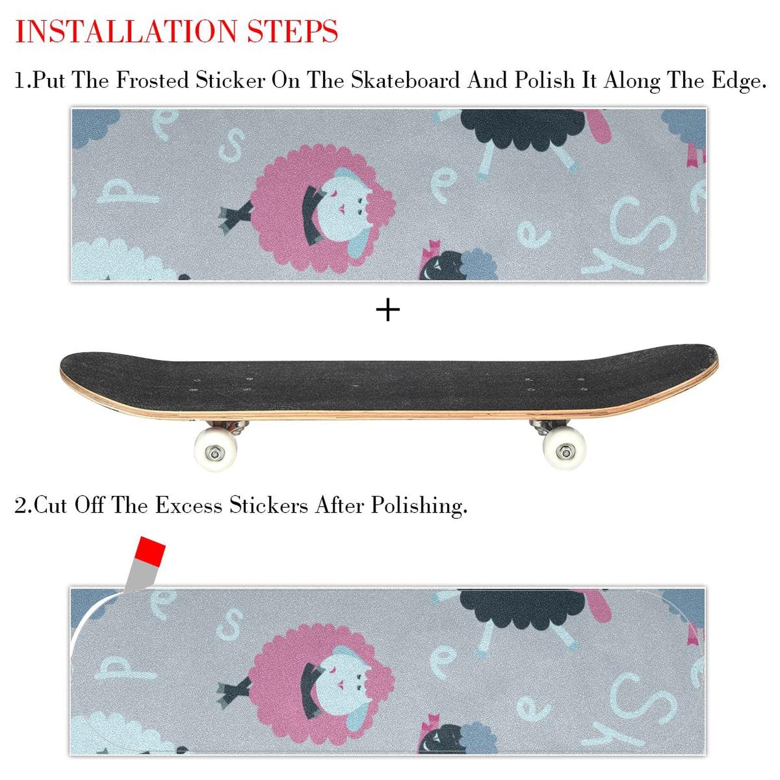 Skateboard-Griptape mit niedlichem Cartoon-Schaf, 2 Stück