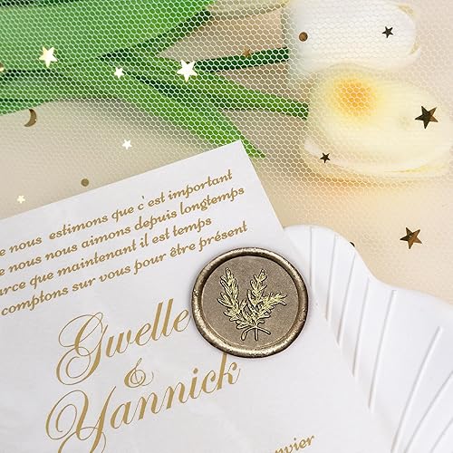 Miniatura 8 de 25 calcomanías de sello de cera dorada y blanca hechas a mano, sellos de sobre, calcomanías de cera autoadhesivas para invitaciones de fiesta de