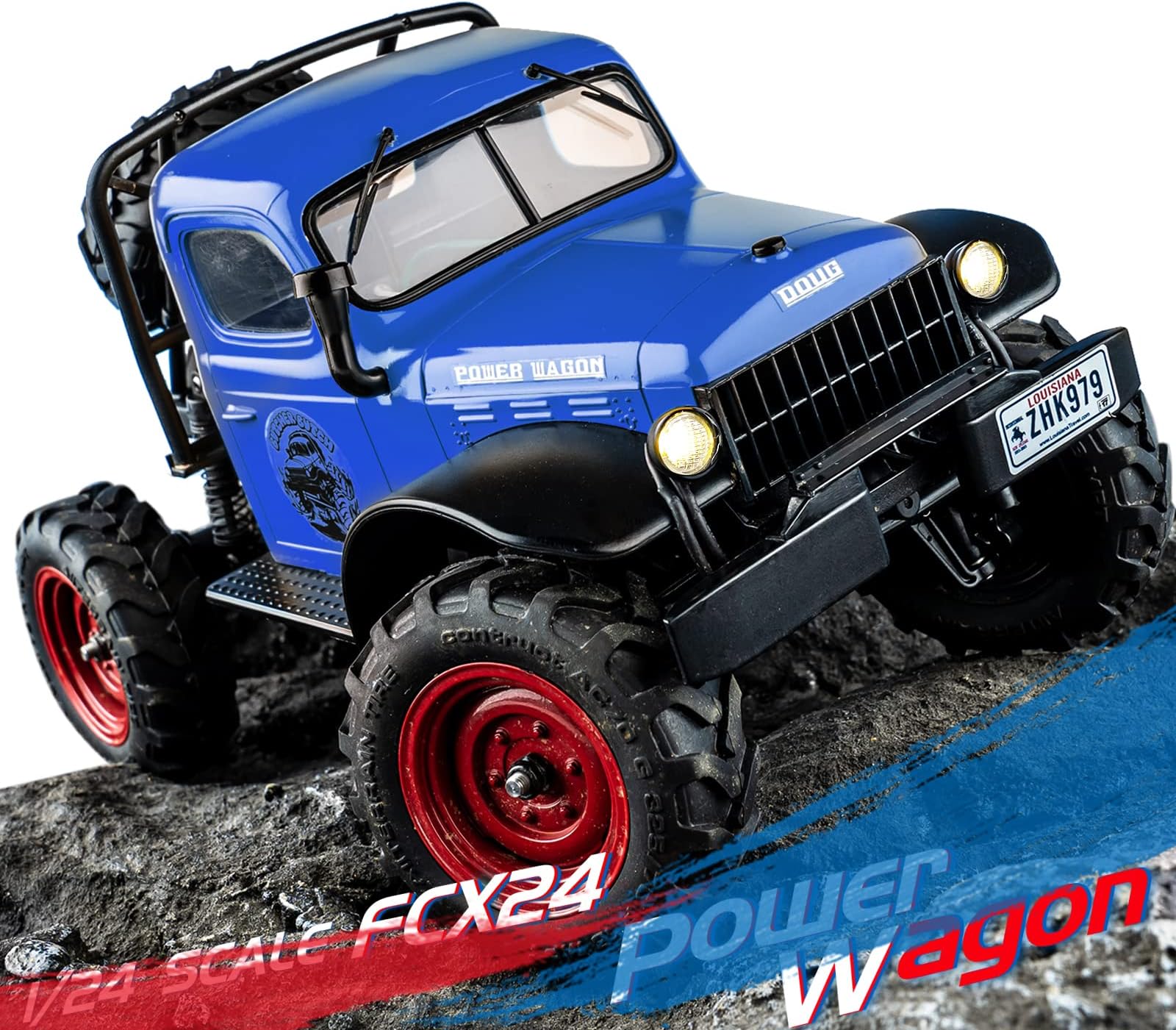EAZYRC x FMS FCX 1/24 RC Semi Truck RTR, 4x4 RC Crawler for Sandland Desert Dirt Road for Men Boys with Battery, LED Light,Transmission and USB Charger