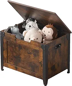 GAOMON Storage Chest, Wooden Storage Trunk with Metal Frame, Entryway Shoes Bench, Large Storage Organizer, Modern Style Lift-Top Storage Chest with Safety Hinge for Bedroom, Living Room