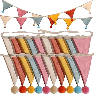 20 banderines banderines, 2 juegos de guirnaldas triangulares para guardería, decoración de guardería, guardería, sala de juegos, cumpleaños, iglesia, guardería, fiesta evento (arcoíris)