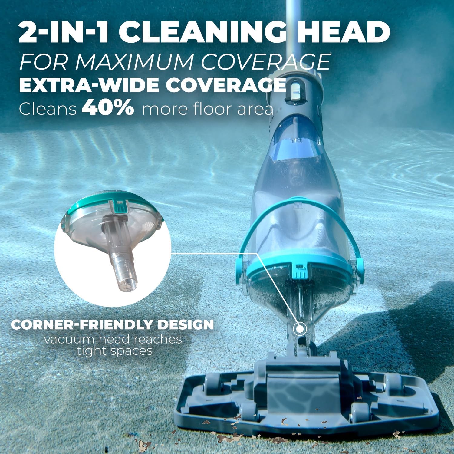XtremepowerUS Cordless Handheld Cleaner 40W, 18.5 GPM Rechargeable Pool Vacuum, Telescopic Pole, 4 Filter Bags, for Above Ground & In-Ground Pools