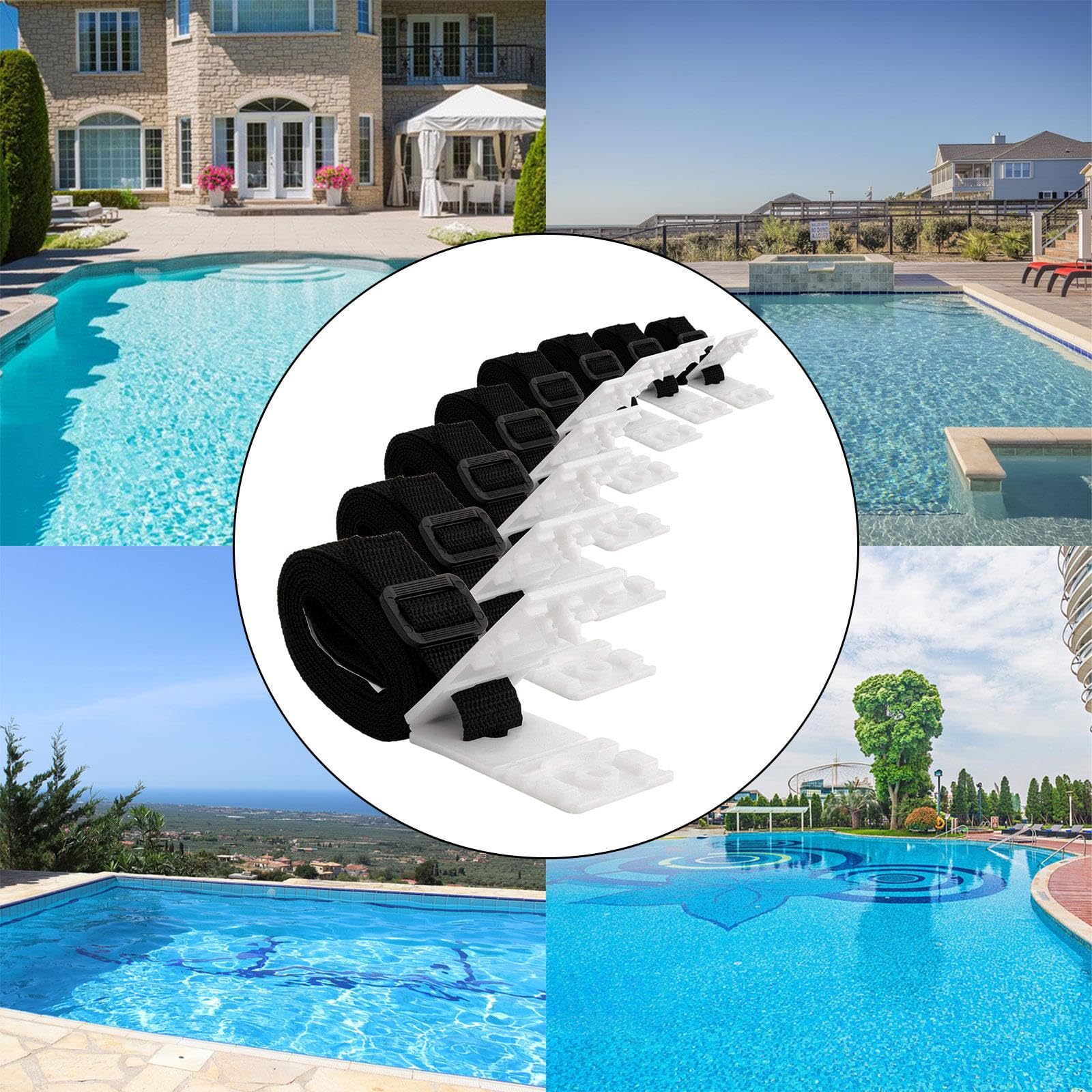 predolo Conjunto de 8 Cintas para Envoltura de Piscina, Accesorio de Enrollado de Cobertor Resistente y Ligero
