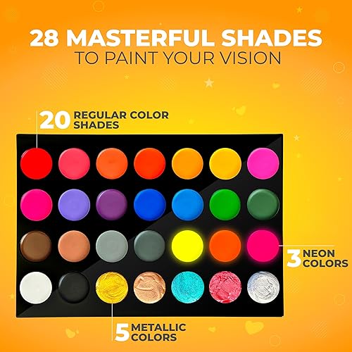 Miniatura 3 de Kit de pintura facial para niños  60 plantillas, 15 grandes pinturas a base de agua, 2 brillos, kit de maquillaje de Halloween, paleta de pintura