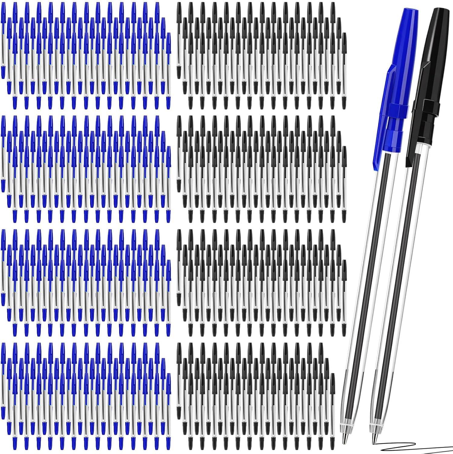 Sayglossy 200 Pcs Ballpoint Pens Bulk 1.0mm Medium Point Bullet Tip Smooth Writing Ink Pens for Office Business Server School Supplies (Black)