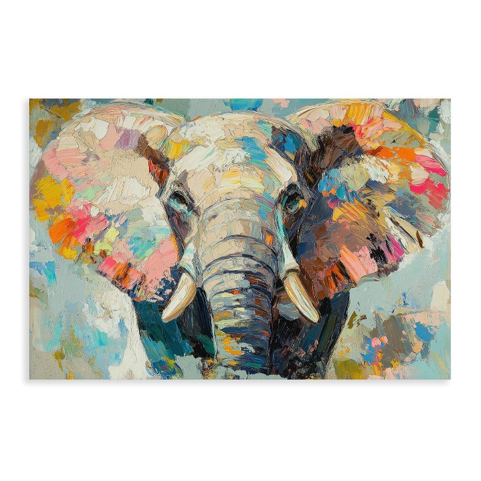 Bareronor Watercolour Elephant Poster Canvas Poster Bedroom Decor Landscape Office Room Decor Gift 24" L X 36" W