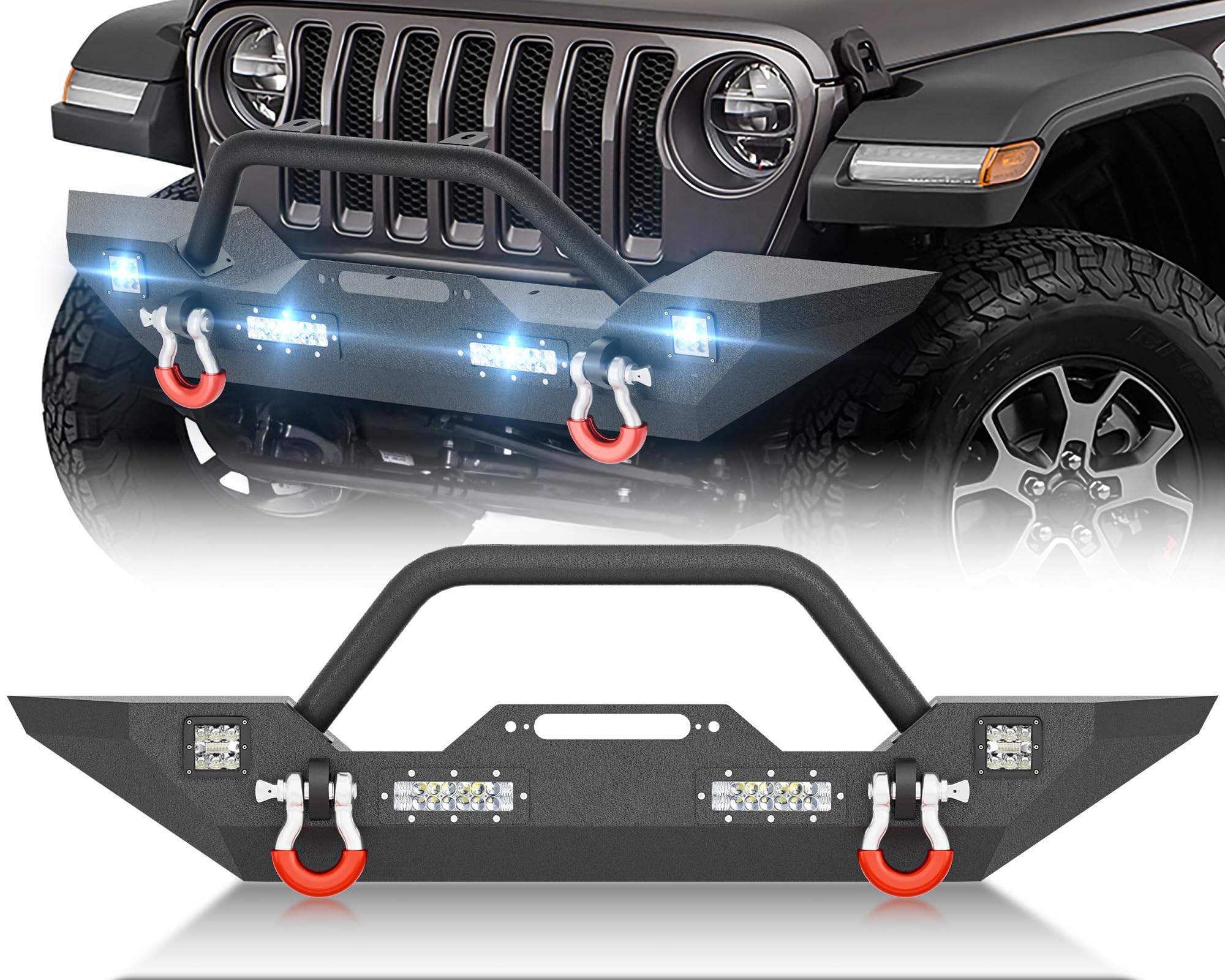 YZONA Bull Bar Front Bumper Compatible with Jeep JT 2020-2026 Black
