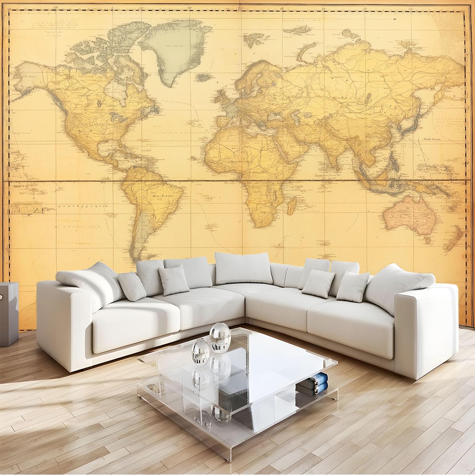 Mural tapeta mapa świata vintage 350 x 256 cm fototapeta fototapeta, włóknina HD artystyczny druk polarowy mural dekoracyjny plakat, do sypialni salonu tło telewizora