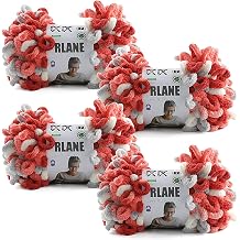 Loop Yarn for Finger Knitting Soft - Chunky Yarn for Hand Knitting - 4 Pack of 180 G/6.4 Oz - #7 Jumbo - 18 Yards - Chenille Blanket Yarn for Crocheting Blankets 4, Red - Gray - White