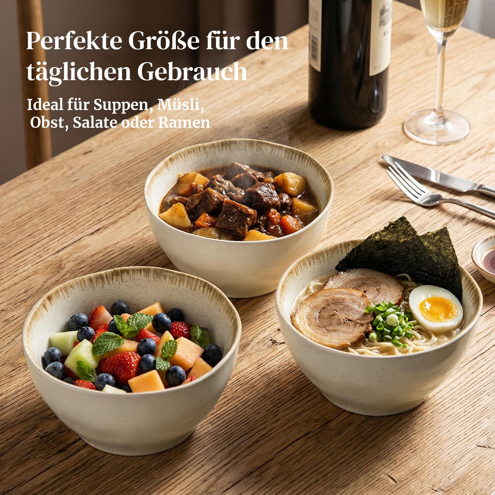 DOWAN Müslischalen 4er Set, 880ml Bowl Schüssel Set, Keramik Suppenschalen