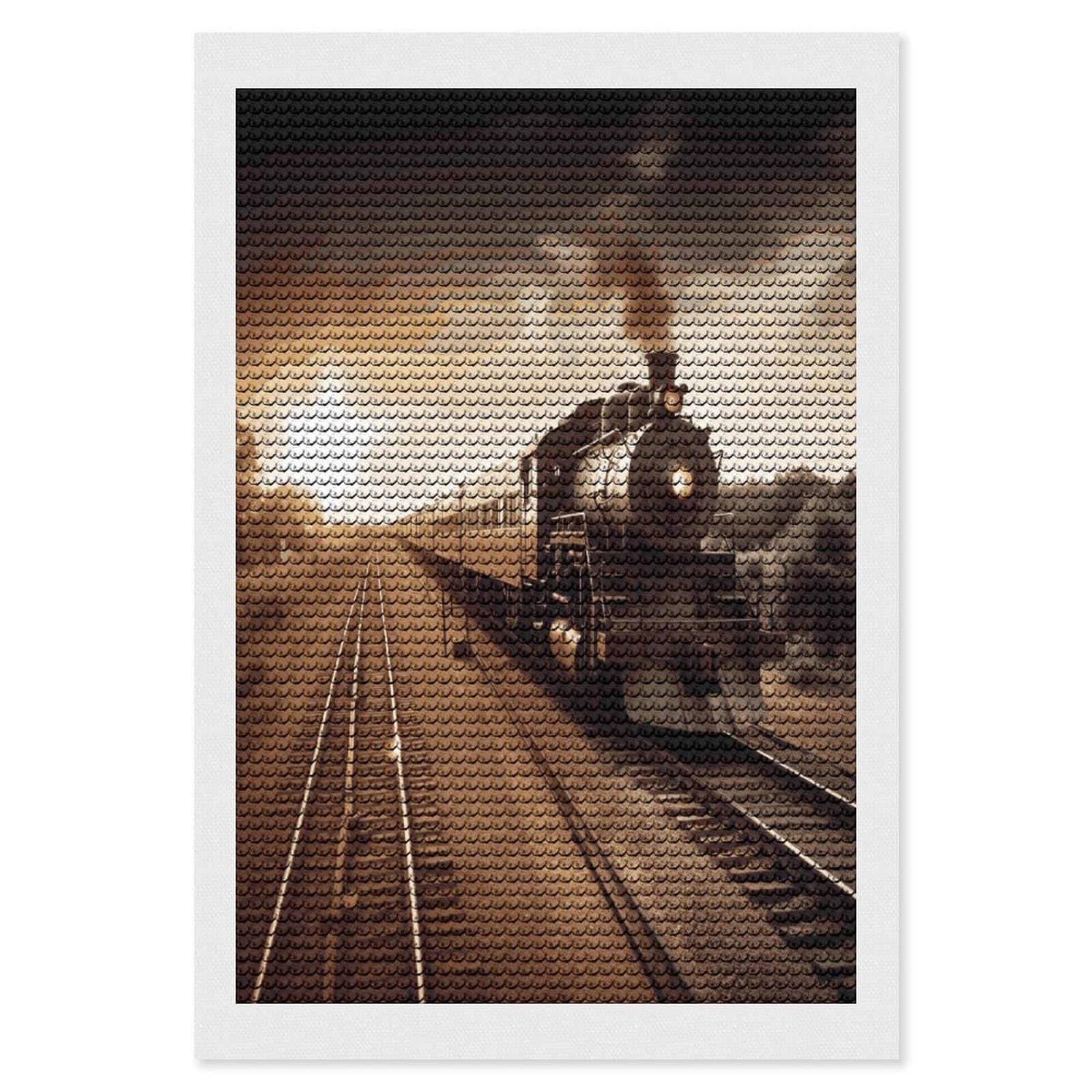 FekiLoot Train and Railway Diamond Art Kits for Adults Diamond Painting Kits for Beginners DIY Diamond Art Kits Round Full Drill Diamond Dot Gem Painting for Home Wall Decor Gift 8"x12"