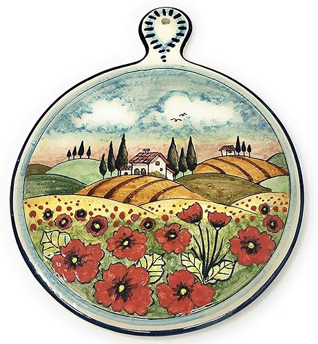 CERAMICHE PARRINI - Utensilios de cocina de cerámica italiana para azulejos de cerámica, salvamanteles decorados con paisaje toscano, amapolas