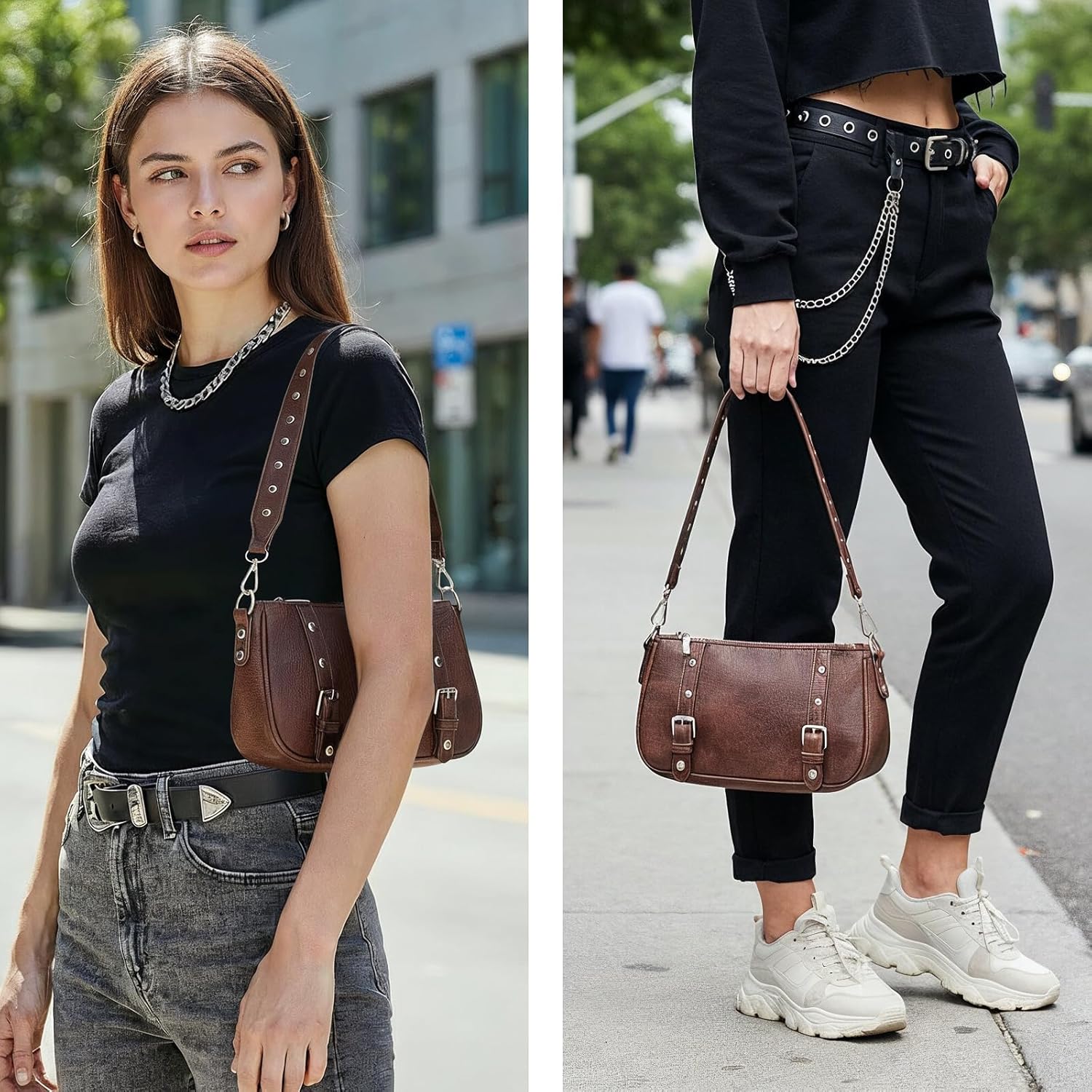 Y2K Purse Small Shoulder Bag for Women Punk Style Studded Handbag - Image 6