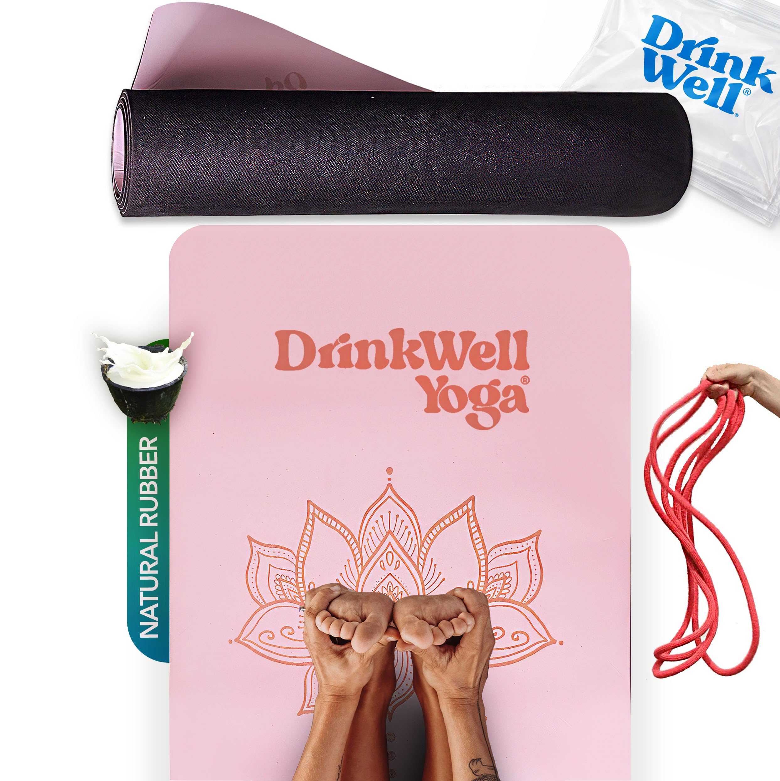 Drinkwell Combat Yoga Mat 5mm Eco Rubberflex Mandala Design | Non-Toxic Anti Slip Yoga Mat for Home Workout & Gym | Yoga Matt for Men & Women | Exercise Mat 61x181cm (Combat Lotus Pink)-image-48