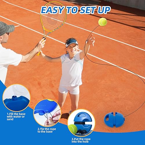 Miniatura 6 de Kids Tennis Rackets 2 Pack with Tennis Trainer Rebound Balls, Size 19" & 21" Tennis Training Equipment for Parent-Child Activities, Portable