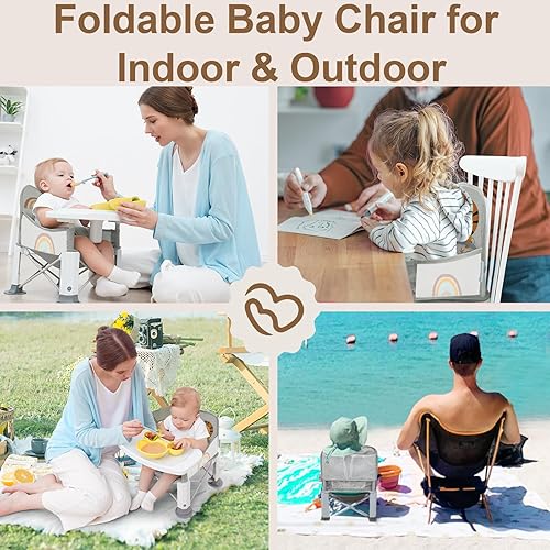 Miniatura 5 de BabyBond - Asiento elevador de viaje para bebé con doble bandeja, silla de bebé portátil mejorada para niños pequeños, asiento elevador para mesa de