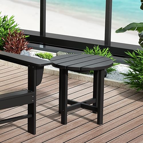 Vista 215 de WestinTrends Dylan Adirondack - Mesa auxiliar redonda para exteriores, color negro