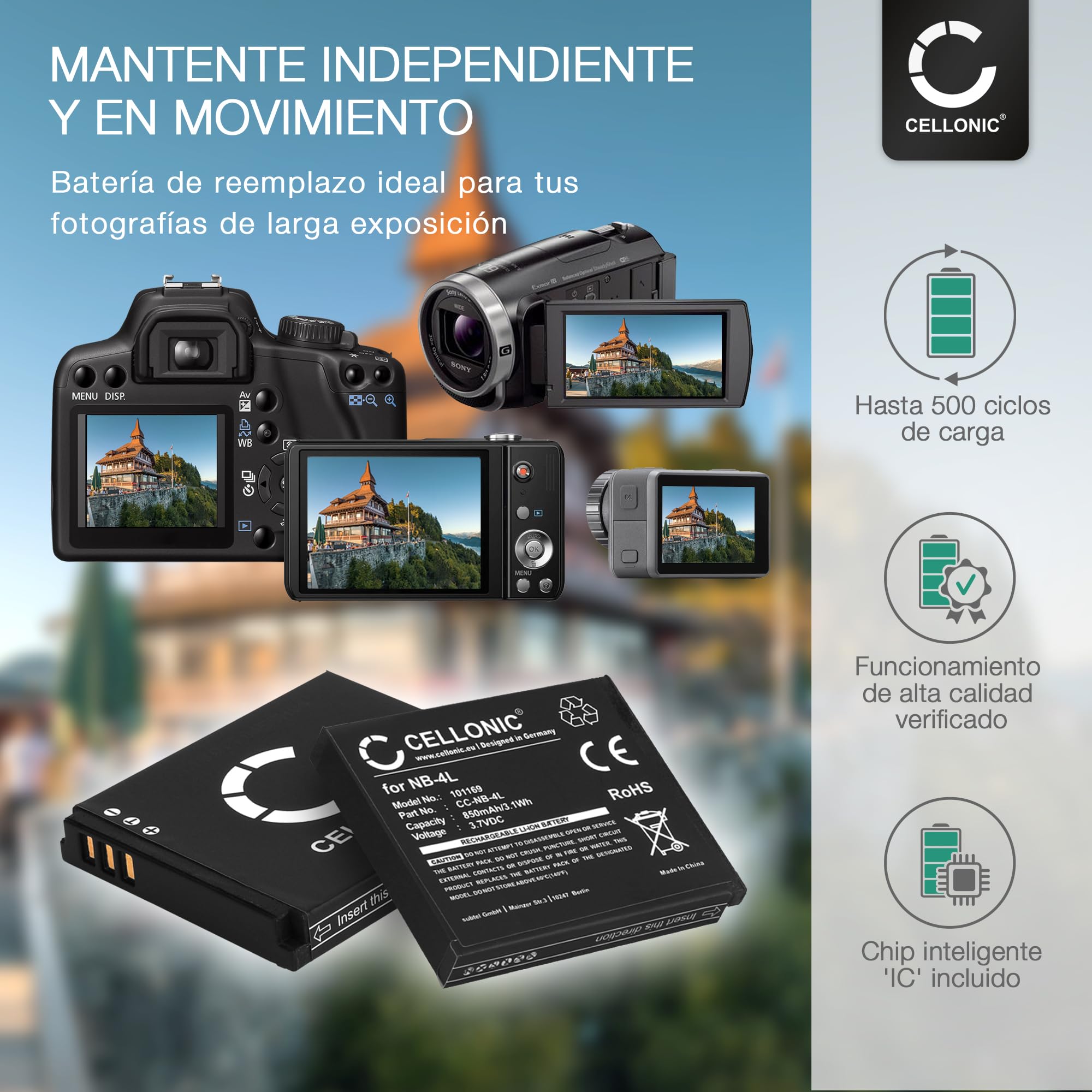 CELLONIC 2X Batería Compatible con Canon Digital IXUS 70, 40, 75, CB-2LV