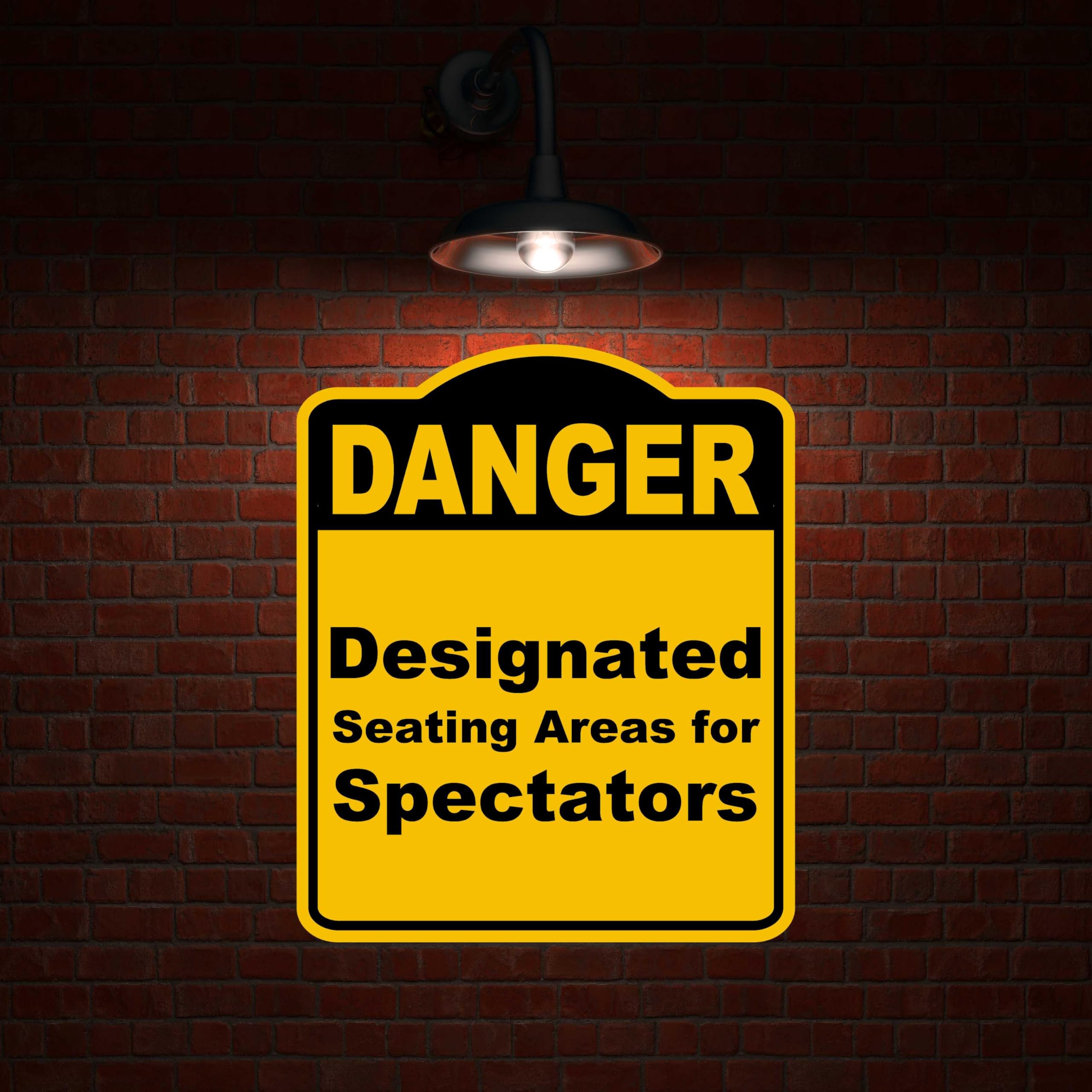 Designated Seating Areas for Spectators Danger Yellow Black Aluminum Composite Sign 8.5 x 10 inches