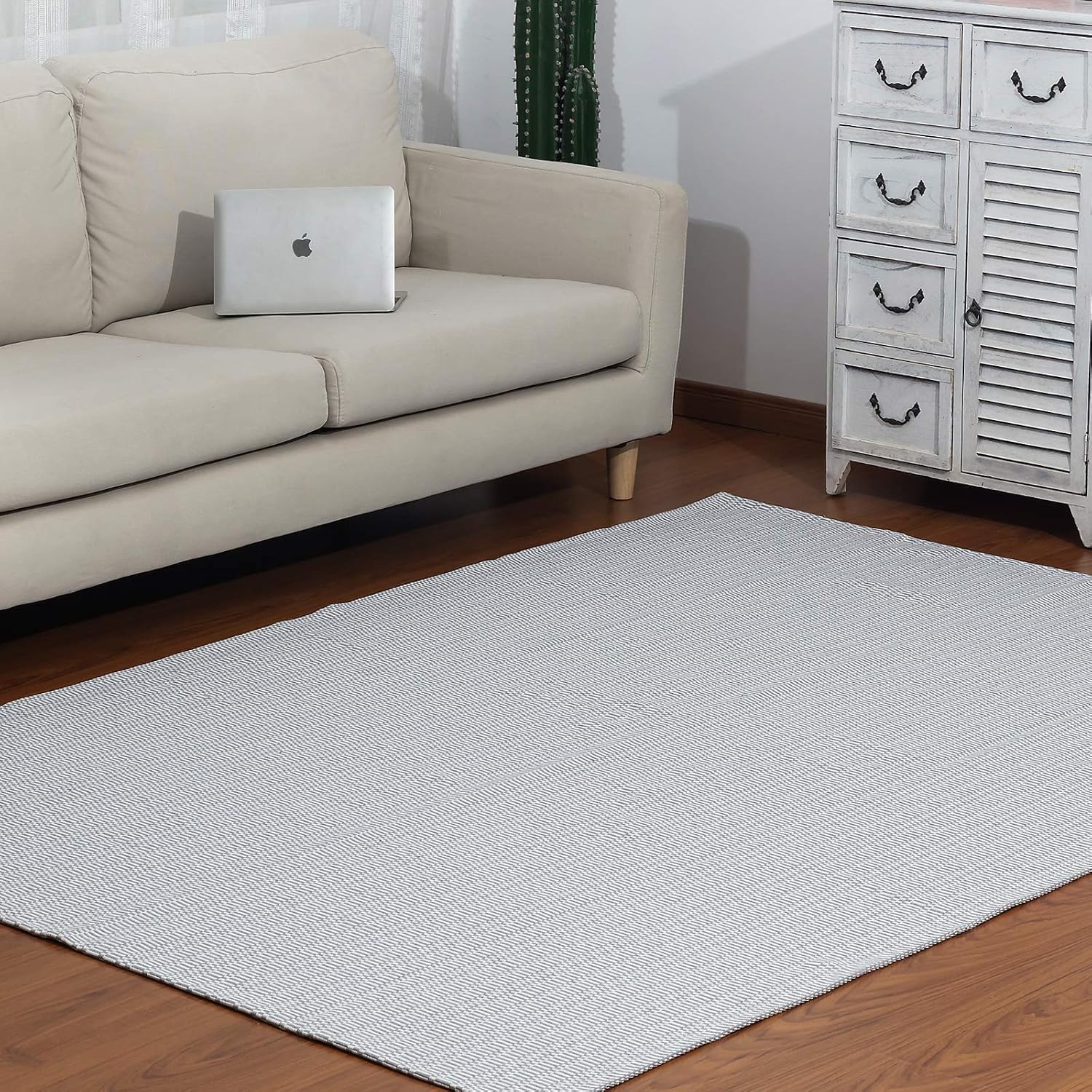 idee-home Boho Rug Kitchen Runner Rug, Boho Bathroom Rug Washable, Boho Kitchen Rug Bath Mat, Woven Small Cotton Bohemian Cotton Farmhouse Geometric Throw Rug 4'x6'