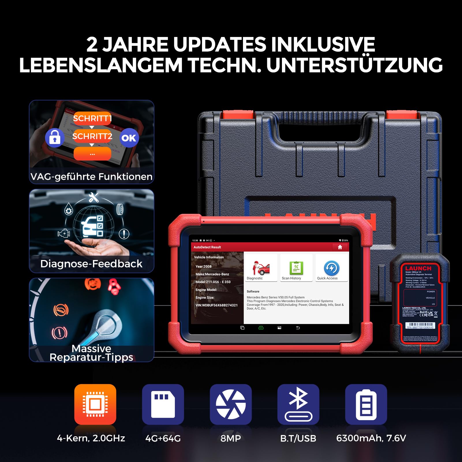 Launch X431 CRP919XBT Elite OBD2-Diagnosegerät, 2026 Drahtlos bidirektionale Scan-Tool, ECU-Codierung, 45+ Dienst, alle System-Diagnosescanner, FCA AutoAuth, V.A.G Guided, CANFD DoIP, 2 Jahre Update