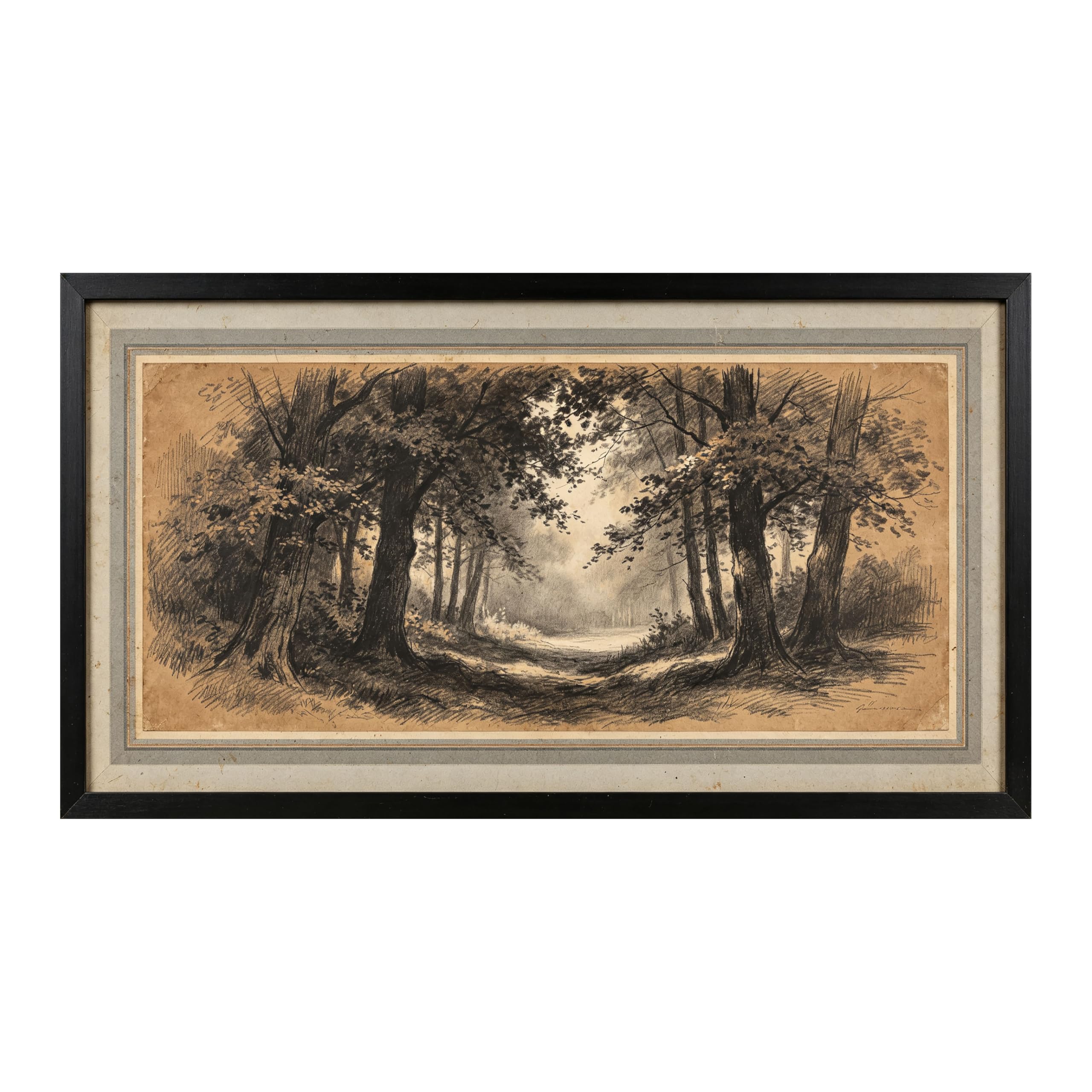 Yzpallescene Art260711018 3D Framed Wall Art Vintage Forest Sketch Rustic Landscape Ink Art Large Size Selfadhesive Removable Wall Decor Prints Artwork For Living Room Bedroom Office