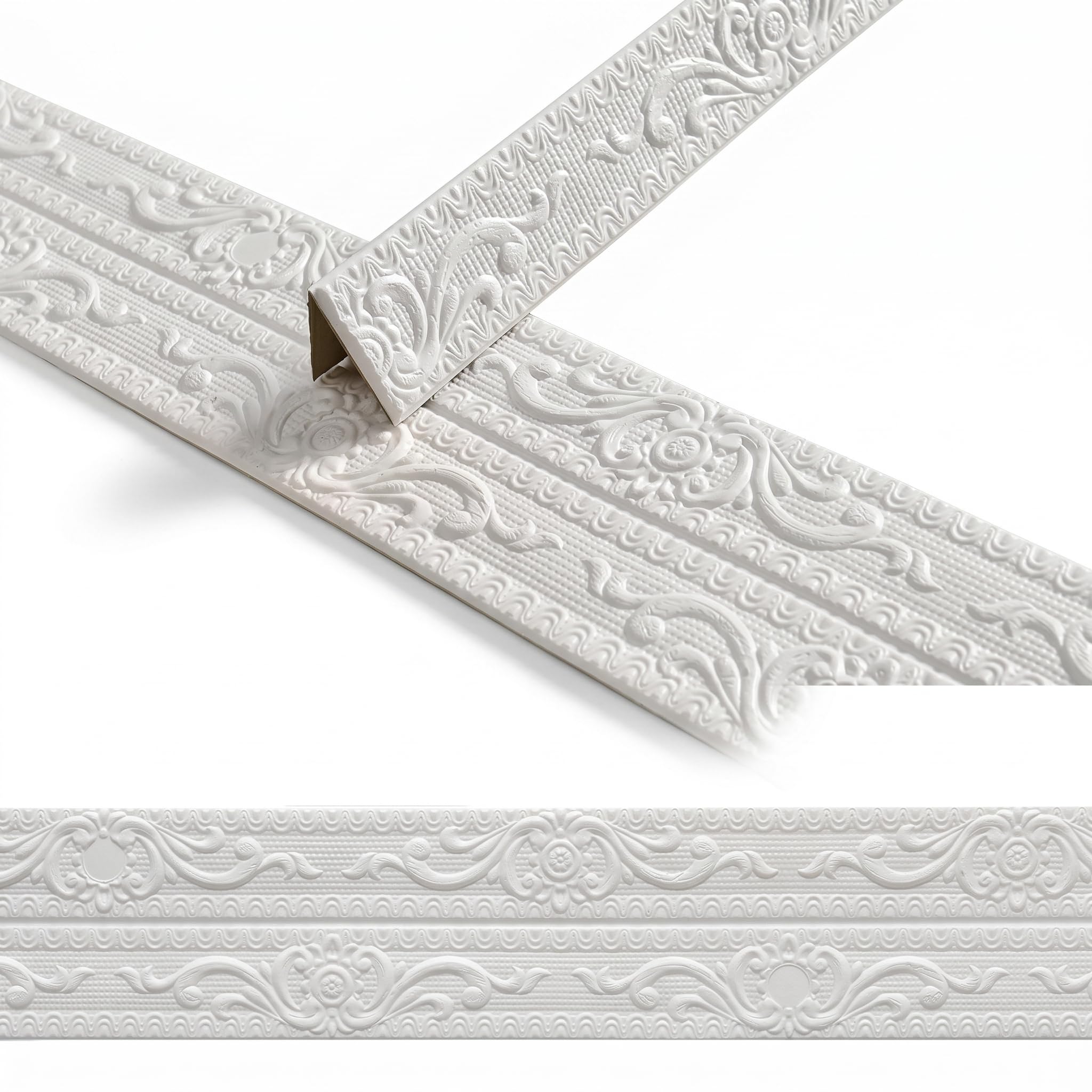 Guest Ruyunlai White Self Adhesive 3D Foam Wall Trim Peel And Stick Wallpaper Border For Ceiling Crown Molding And Wall Skirting Baseboards 11.5Cm X 920Cm
