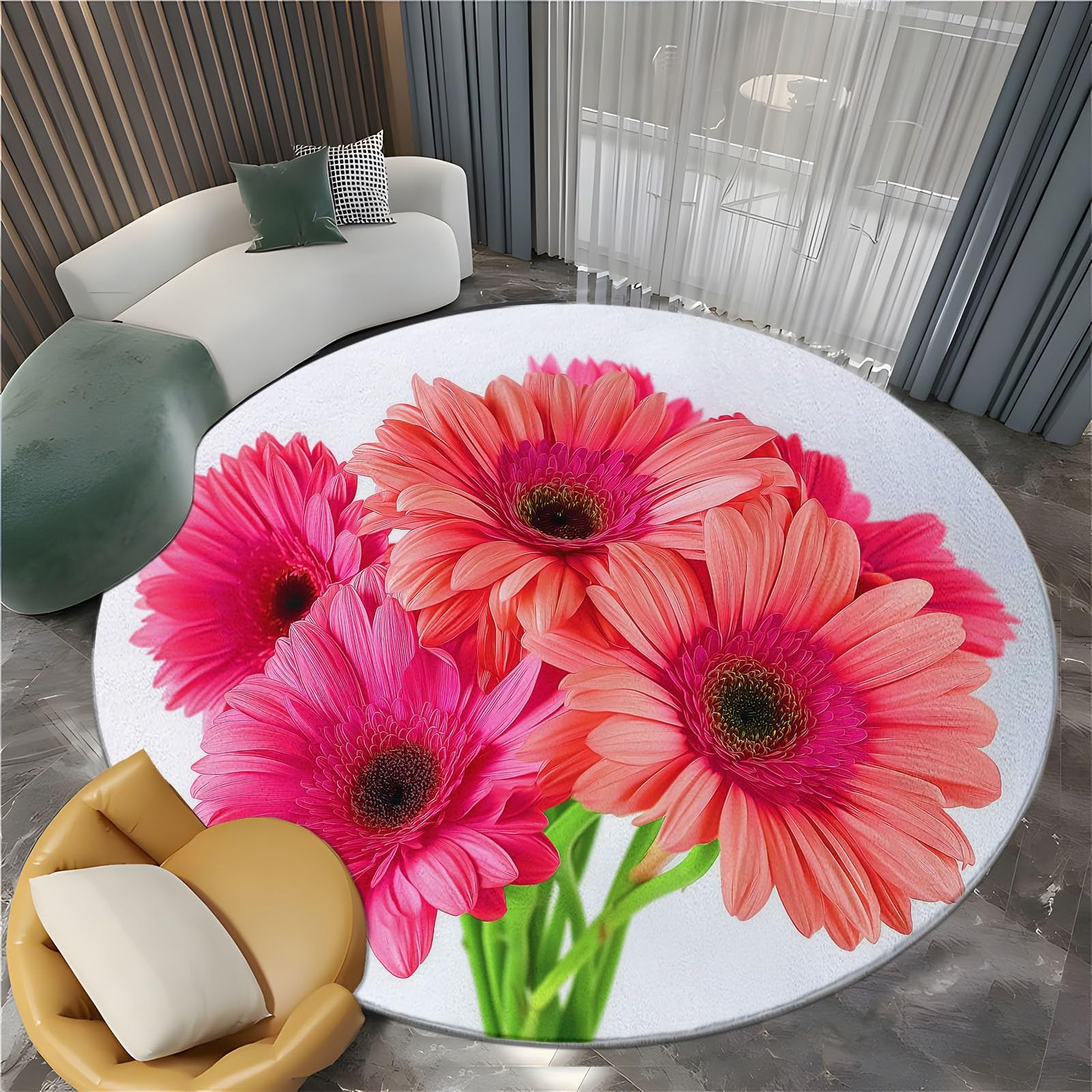 Tapis rond shaggy lavable pour éliminer l'humidité et les glissades