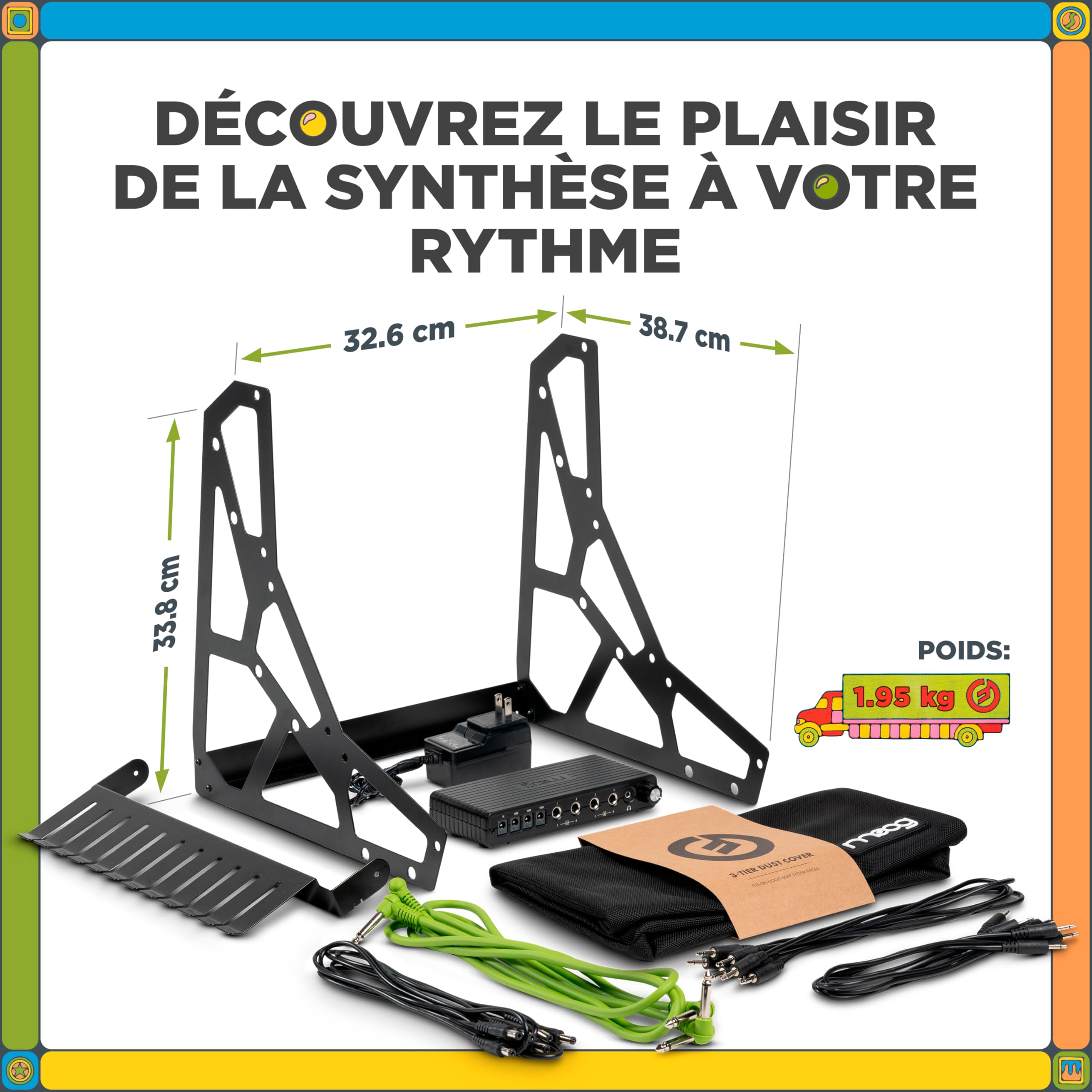 MOOG Sound Studio Kit d'Accessoires avec Rack Trois Étages, Sommateur Analogique, Housse, Câbles Patch et Audio, Organisateur de Câbles, Alimentation