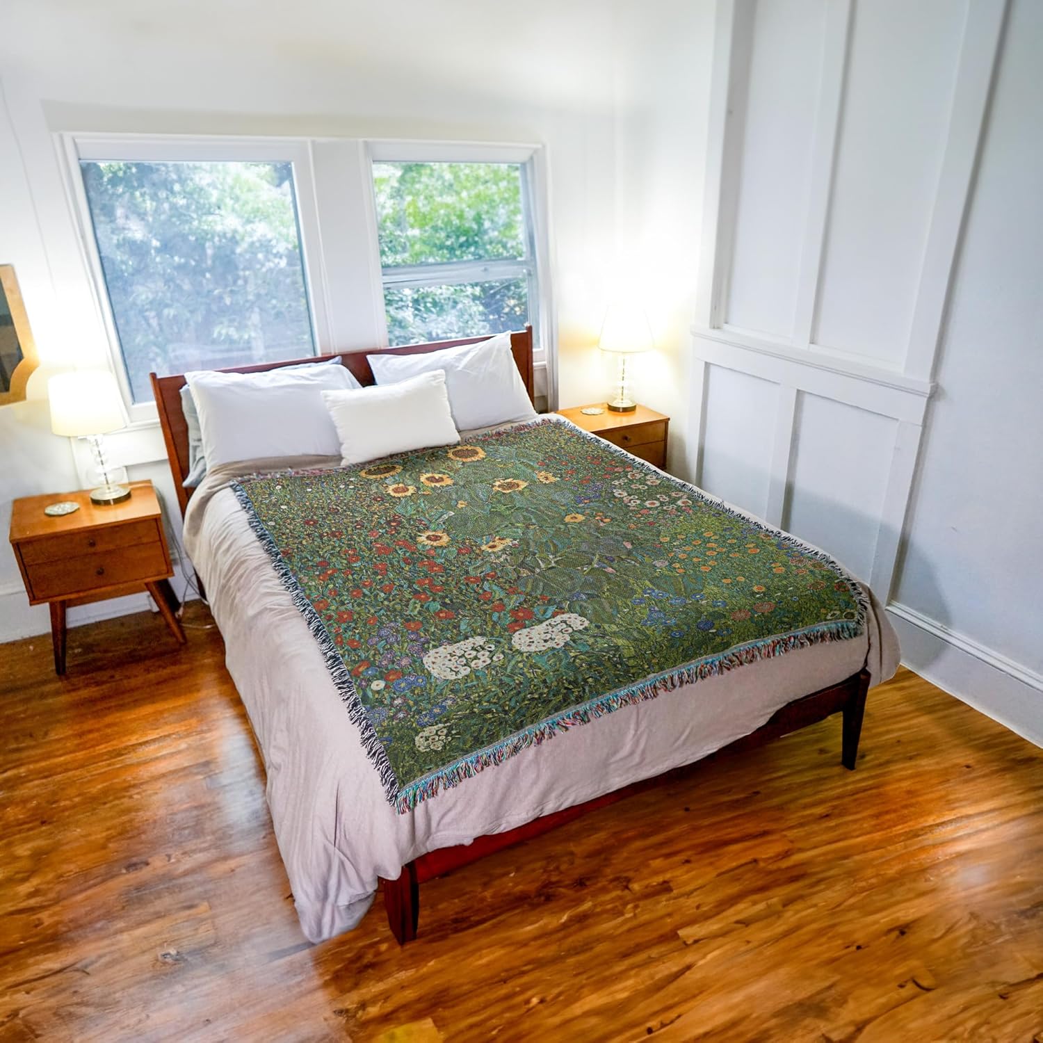 Pure Country Weavers Farm Garden with Sunflowers Blanket by Gustav Klimt - Fine Art Gift Tapestry Throw Woven from Cotton - Made in The USA (72x54) - Image 3